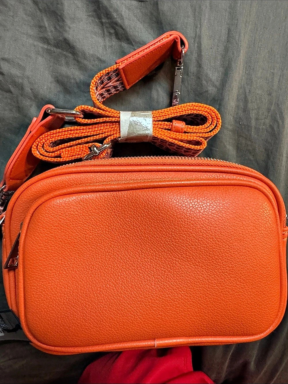 NEW SUGU Brooklyn Triple Zip Camera Crossbody Bag Orange
